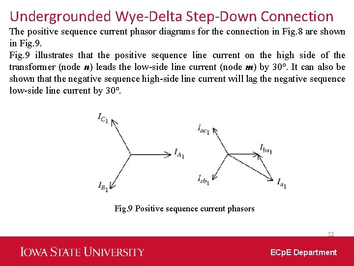 Undergrounded Wye-Delta Step-Down Connection The positive sequence current phasor diagrams for the connection in