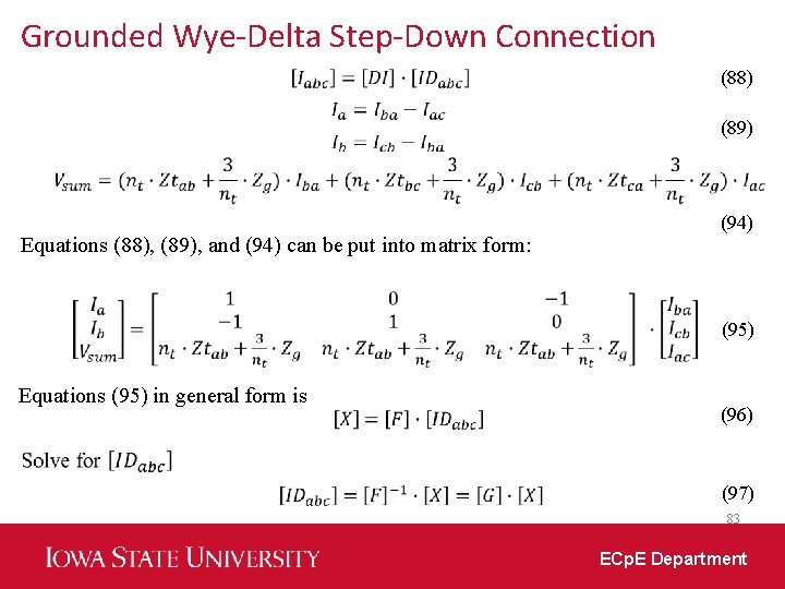 Grounded Wye-Delta Step-Down Connection (88) (89) Equations (88), (89), and (94) can be put