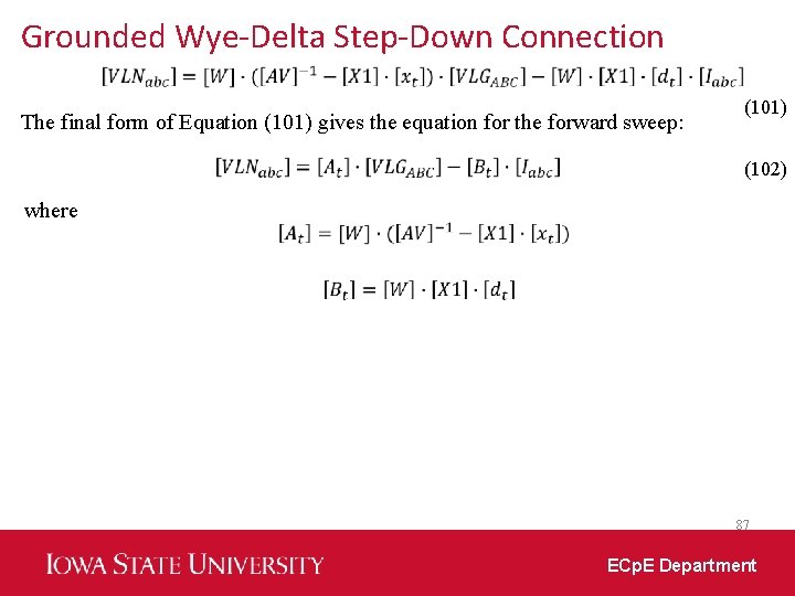 Grounded Wye-Delta Step-Down Connection The final form of Equation (101) gives the equation for