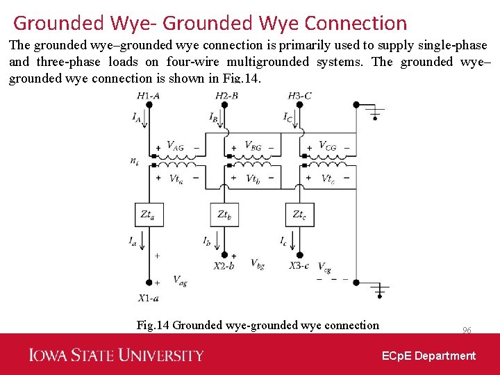 Grounded Wye- Grounded Wye Connection The grounded wye–grounded wye connection is primarily used to