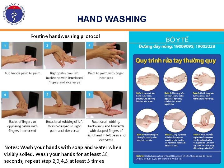 HAND WASHING Routine handwashing protocol Notes: Wash your hands with soap and water when