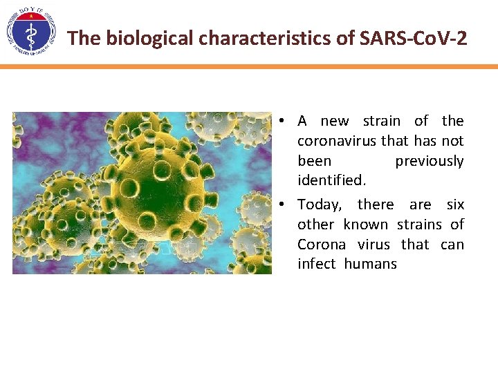 The biological characteristics of SARS-Co. V-2 • A new strain of the coronavirus that