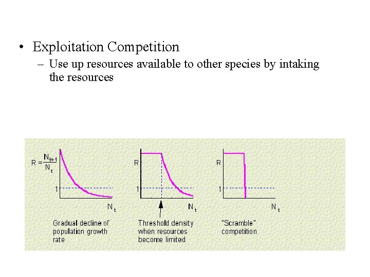  • Exploitation Competition – Use up resources available to other species by intaking