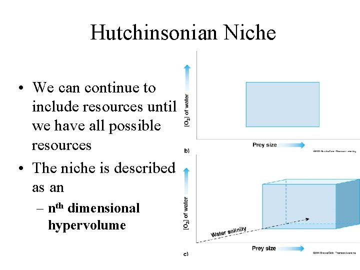 Hutchinsonian Niche • We can continue to include resources until we have all possible