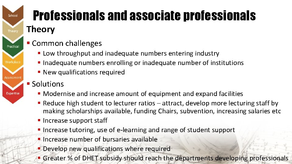 Professionals and associate professionals Theory § Common challenges § Low throughput and inadequate numbers