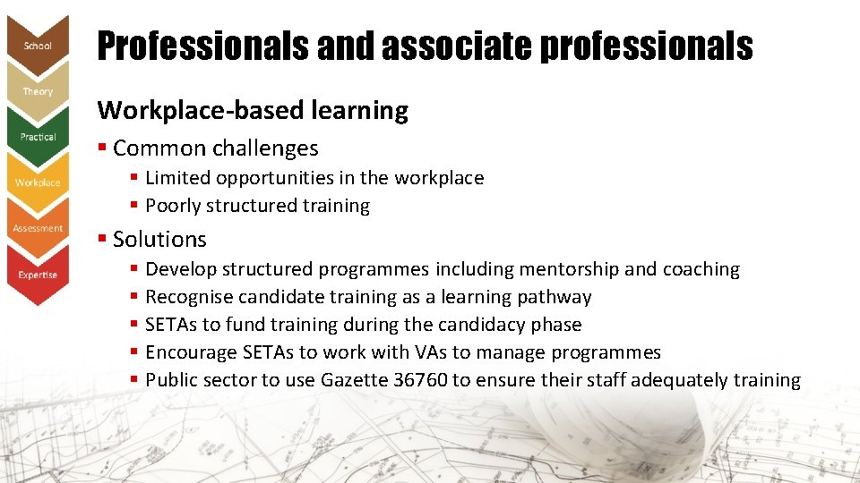 Professionals and associate professionals Workplace-based learning § Common challenges § Limited opportunities in the