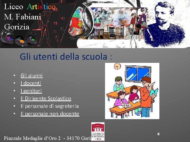 Liceo Artistico M. Fabiani Gorizia Gli utenti della scuola : • • • Gli