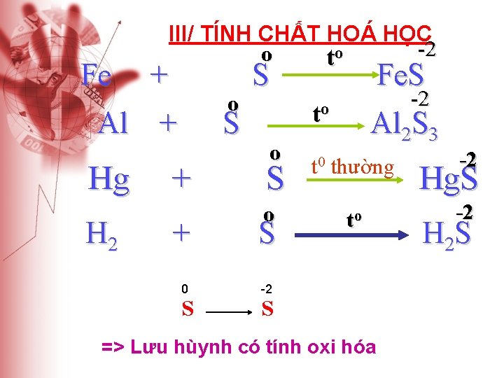 Fe + III/ TÍNH CHẤT HOÁ HỌC -2 o o t o Al +