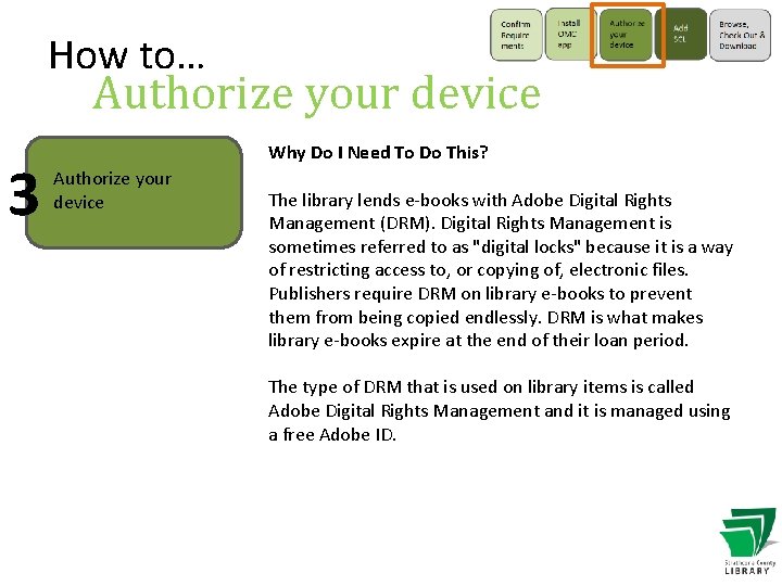 How to… Authorize your device 3 Why Do I Need To Do This? Authorize