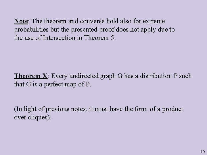 Note: The theorem and converse hold also for extreme probabilities but the presented proof