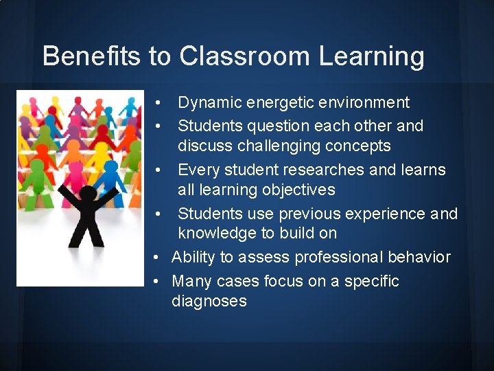 Benefits to Classroom Learning • Dynamic energetic environment • Students question each other and Benefits to Classroom Learning • Dynamic energetic environment • Students question each other and
