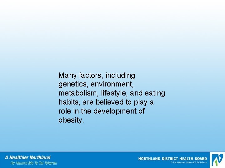 Many factors, including genetics, environment, metabolism, lifestyle, and eating habits, are believed to play