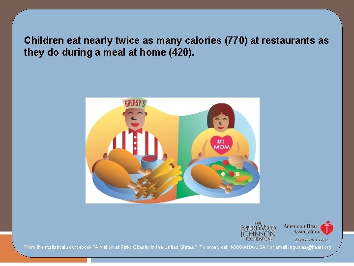 Children eat nearly twice as many calories (770) at restaurants as they do during