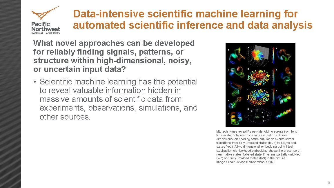 Data-intensive scientific machine learning for automated scientific inference and data analysis What novel approaches