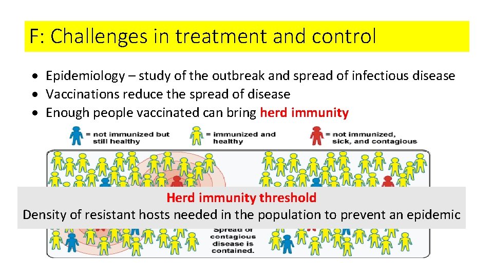 F: Challenges in treatment and control Epidemiology – study of the outbreak and spread