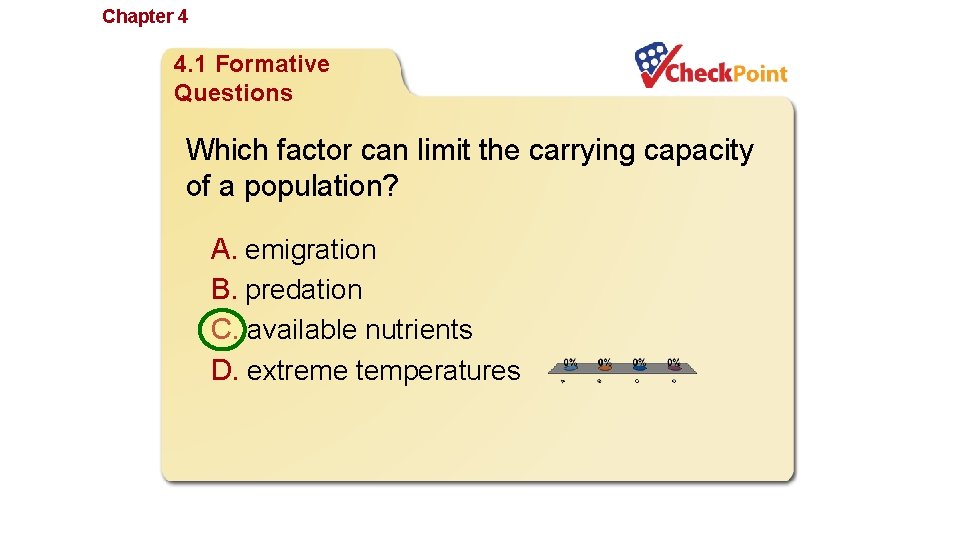 Chapter 4 Population Ecology 4. 1 Formative Questions Which factor can limit the carrying