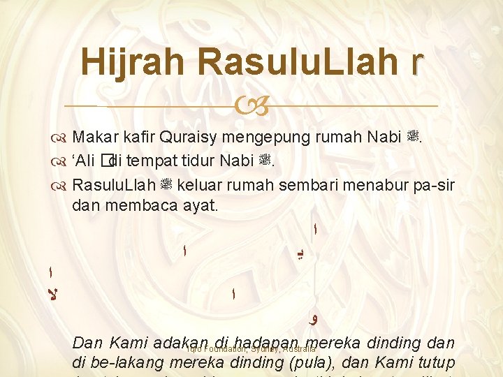 Hijrah Rasulu. Llah r Makar kafir Quraisy mengepung rumah Nabi ﷺ. ‘Ali �di tempat