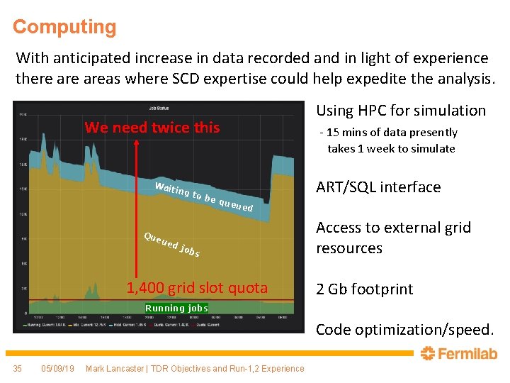 Computing With anticipated increase in data recorded and in light of experience there areas