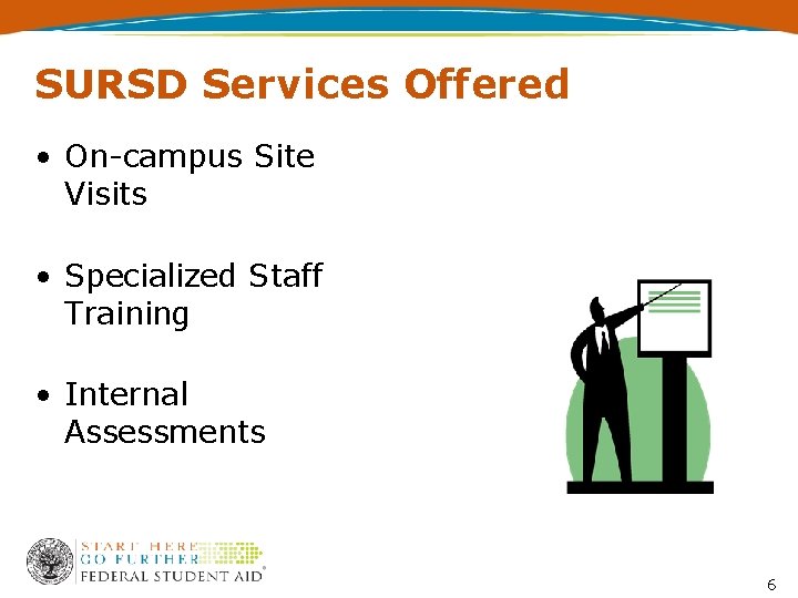 SURSD Services Offered • On-campus Site Visits • Specialized Staff Training • Internal Assessments