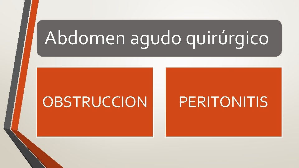 Abdomen agudo quirúrgico OBSTRUCCION PERITONITIS 