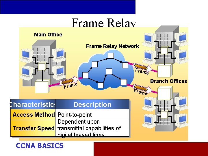 Frame Relay Main Office Frame Relay Network Fram e rame F Branch Offices Fram