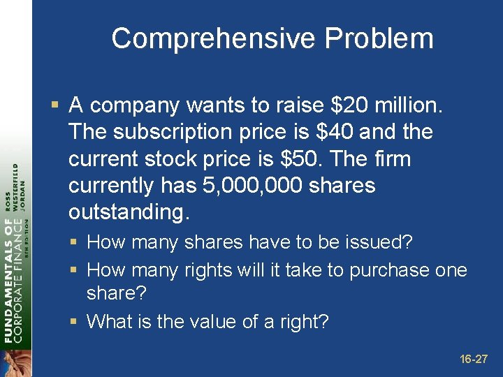 Comprehensive Problem § A company wants to raise $20 million. The subscription price is