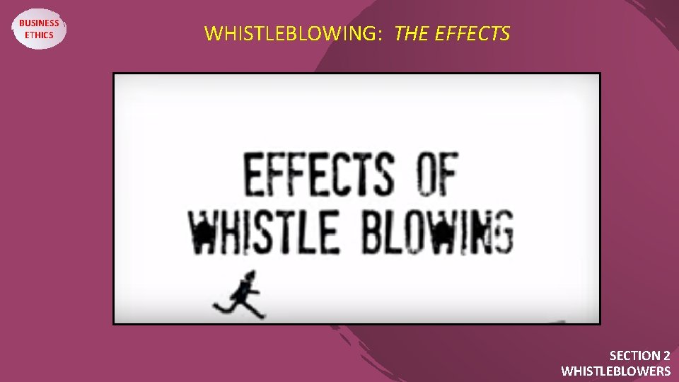 BUSINESS ETHICS WHISTLEBLOWING: THE EFFECTS SECTION 2 WHISTLEBLOWERS 