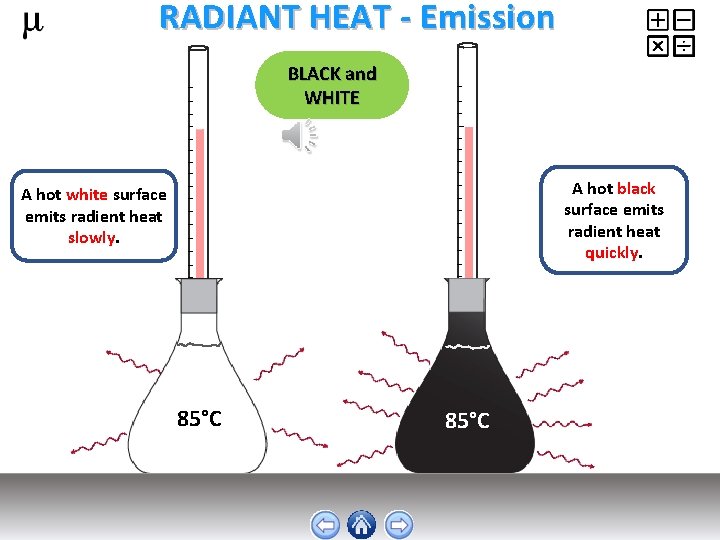 RADIANT HEAT - Emission BLACK and WHITE A hot black surface emits radient heat