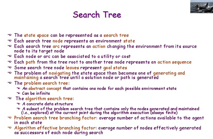 Search Tree E The state space can be represented as a search tree E