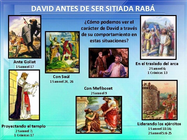 DAVID ANTES DE SER SITIADA RABÁ ¿Cómo podemos ver el carácter de David a