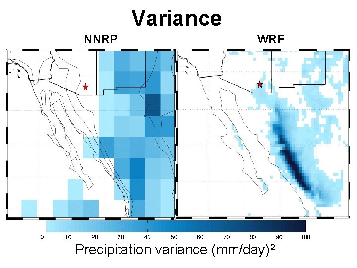 Variance NNRP WRF Precipitation variance (mm/day)2 