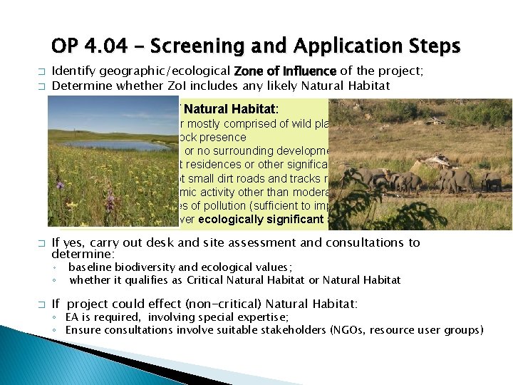 OP 4. 04 – Screening and Application Steps � � Identify geographic/ecological Zone of