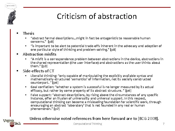 Criticism of abstraction § Thesis • • § Abstraction misfits • § “abstract formal