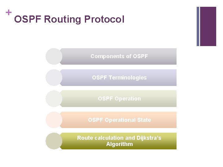 + OSPF Routing Protocol Components of OSPF Terminologies OSPF Operational State Route calculation and