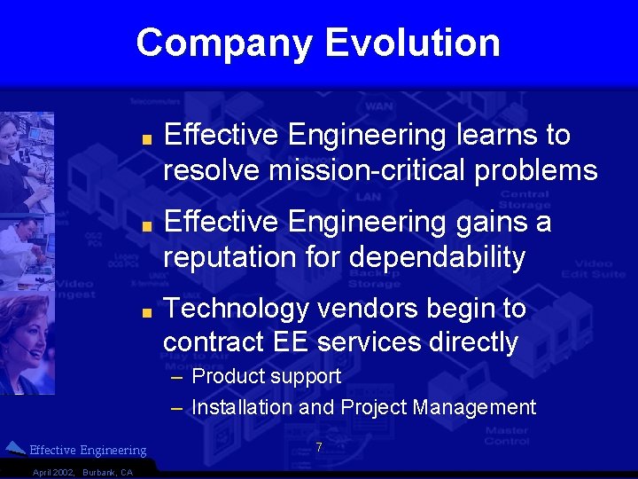 Company Evolution Effective Engineering learns to resolve mission-critical problems Effective Engineering gains a reputation