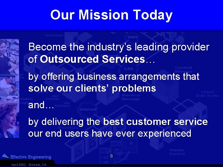 Our Mission Today Become the industry’s leading provider of Outsourced Services… by offering business