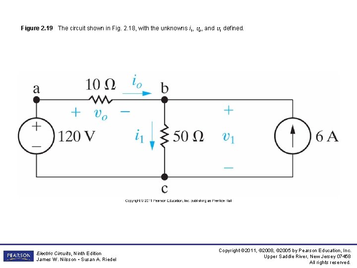 Figure 2. 19 The circuit shown in Fig. 2. 18, with the unknowns i Figure 2. 19 The circuit shown in Fig. 2. 18, with the unknowns i