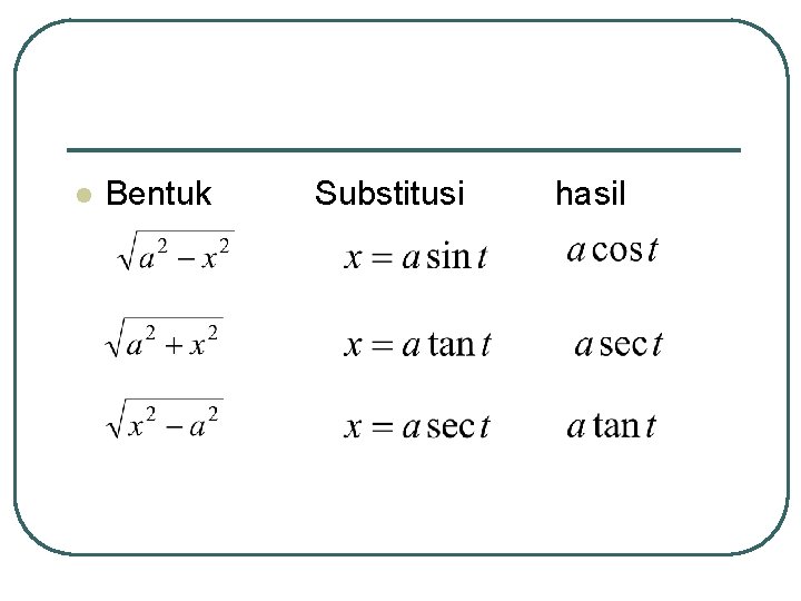 l Bentuk Substitusi hasil 