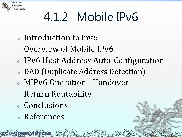 4. 1. 2 Mobile IPv 6 Introduction to ipv 6 Overview of Mobile IPv