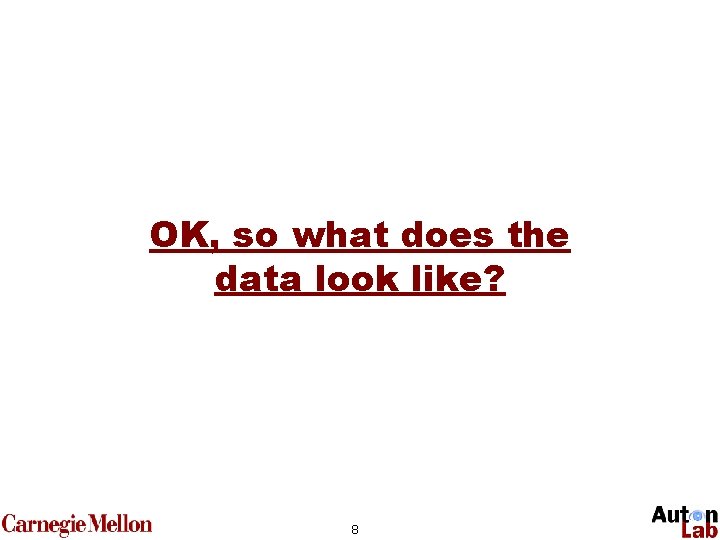 OK, so what does the data look like? 8 