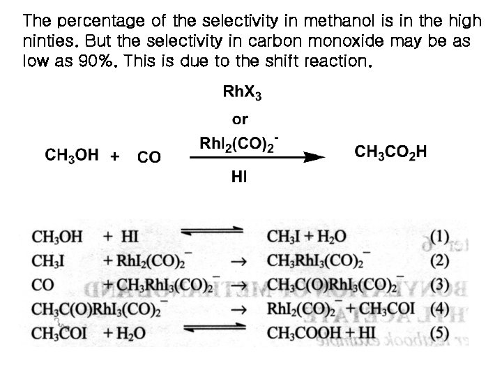 The percentage of the selectivity in methanol is in the high ninties. But the