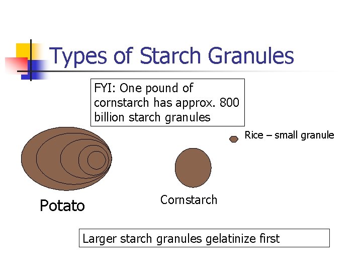 Types of Starch Granules FYI: One pound of cornstarch has approx. 800 billion starch