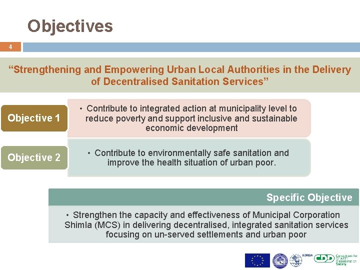 Objectives 4 “Strengthening and Empowering Urban Local Authorities in the Delivery of Decentralised Sanitation