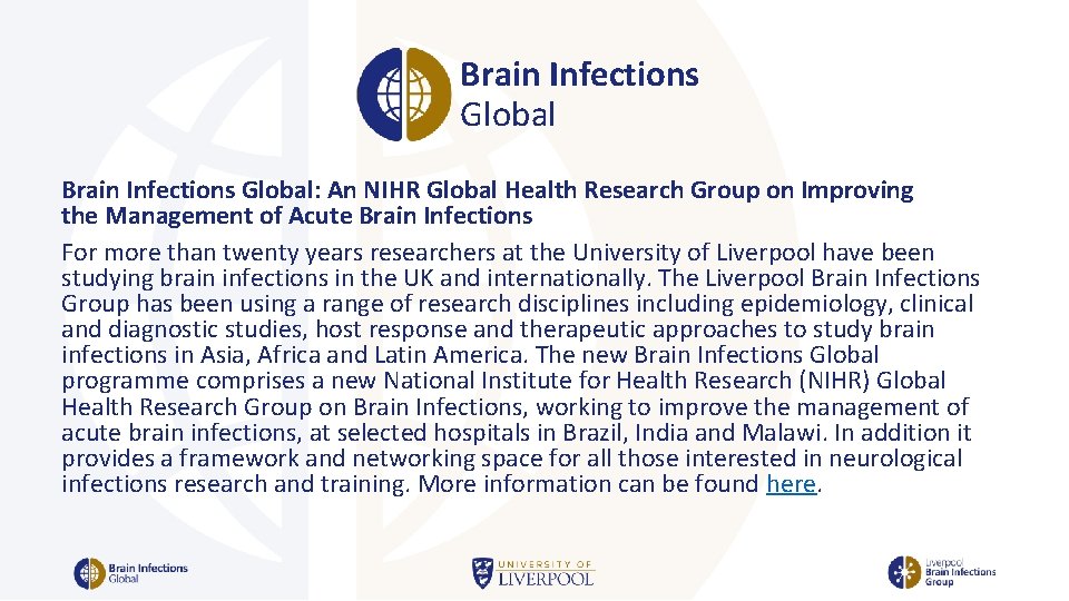 Brain Infections Global: An NIHR Global Health Research Group on Improving the Management of