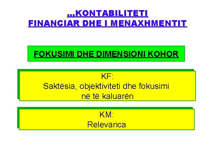 . . . KONTABILITETI FINANCIAR DHE I MENAXHMENTIT FOKUSIMI DHE DIMENSIONI KOHOR KF: Saktësia,