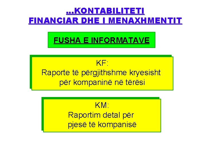 …KONTABILITETI FINANCIAR DHE I MENAXHMENTIT FUSHA E INFORMATAVE KF: Raporte të përgjithshme kryesisht për