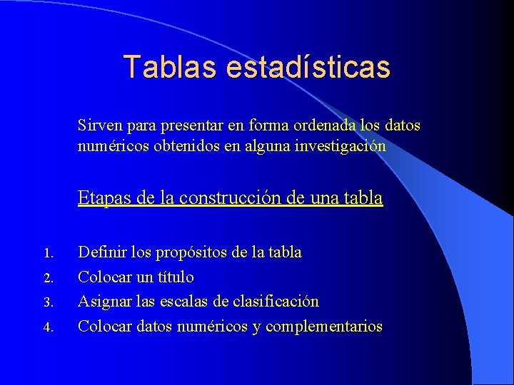 Tablas Estadsticas y de Distribucin de frecuencias Bioestadsticas