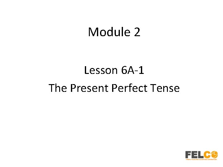 Module 2 Lesson 6 A-1 The Present Perfect Tense 