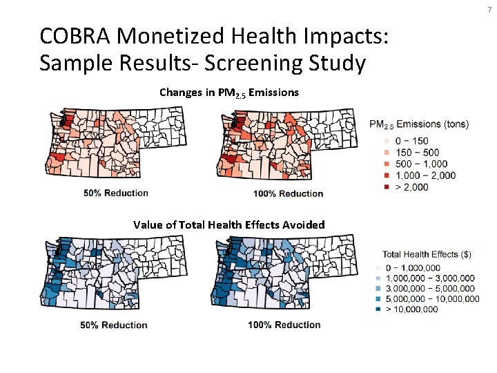 7 COBRA Monetized Health Impacts: Sample Results- Screening Study Changes in PM 2. 5