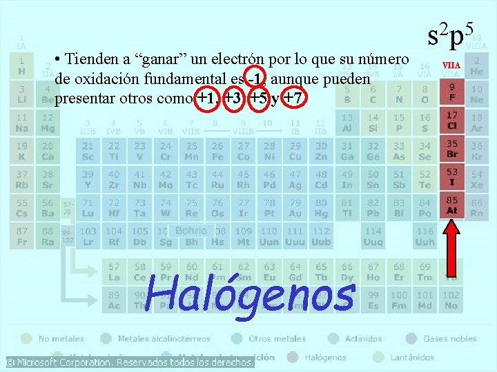  • Tienden a “ganar” un electrón por lo que su número de oxidación
